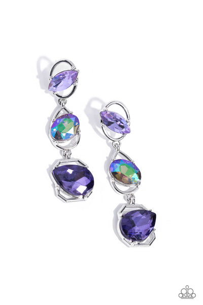 Dimensional Dance - Purple Earrings Paparazzi