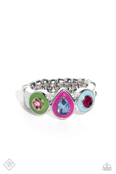 Colorblock Chic - Multi-Color Ring Paparazzi (#858)