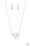 INITIALLY Yours - B - White Necklace Paparazzi