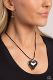CORDED Love - Black Heart Necklace Paparazzi