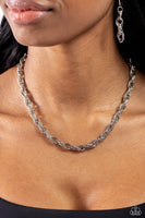 Braided Ballad - Silver Necklace Paparazzi