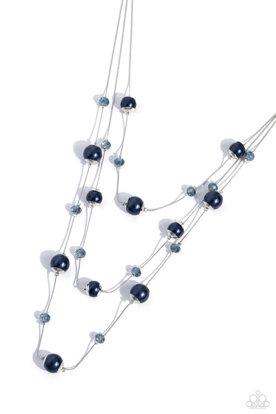 Glistening Gamut - Blue Pearl Necklace Paparazzi