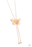 Suspended Shades - Rose Gold Butterfly Necklace Paparazzi