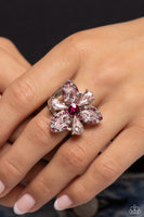 Blazing Blooms - Pink Floral Ring Paparazzi