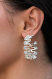 Resolutely Ruffled - White Earrings Paparazzi