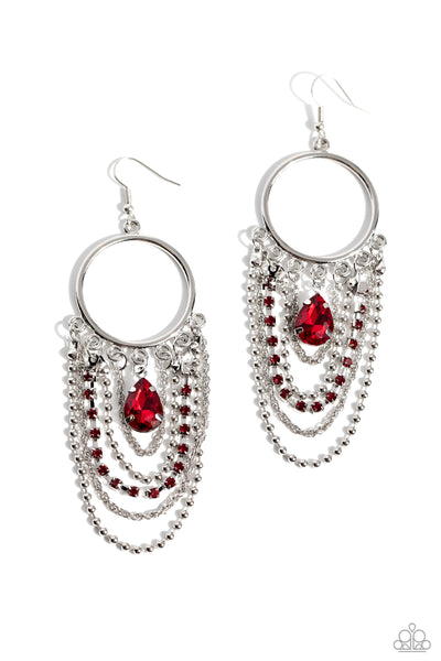 Cascading Clash - Red Earrings Paparazzi