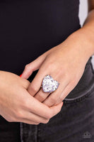 Patterned Promenade - Silver Heart Ring Paparazzi