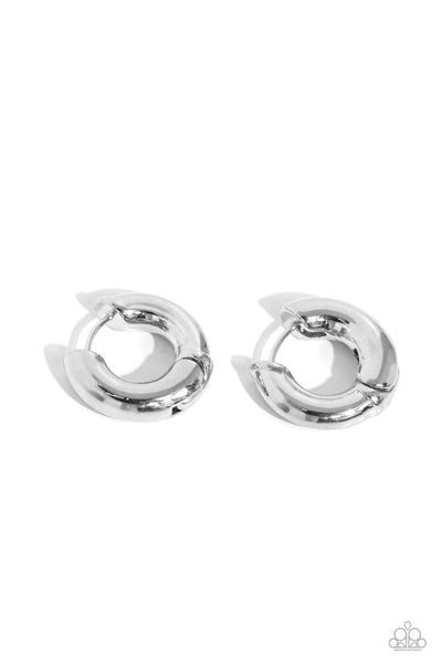 Textured Theme - Silver Hoop Earrings Paparazzi