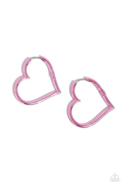 Loving Legend - Pink Heart Earrings Paparazzi