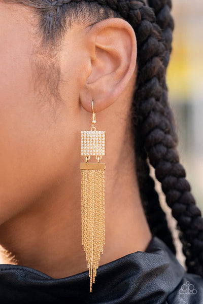 Dramatically Deco Gold Earrings Paparazzi (LOP)