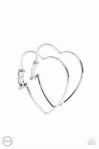 Harmonious Hearts - SilverHeart Clip-On Earrings Paparazzi