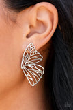 Butterfly Frills Silver Earrings Paparazzi