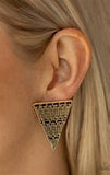 Terra Tricolor - Brass Post Earrings Paparazzi